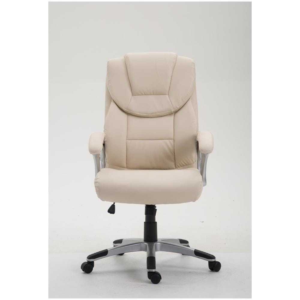 Sedia da Ufficio XL Texas V2, in Similpelle, Sedia presidenziale, meccanismo di Oscillazione, Super Imbottita, Max capacità di carico 180 kg, Girevole, con braccioli, Alto Schienale Crema - Foto 2