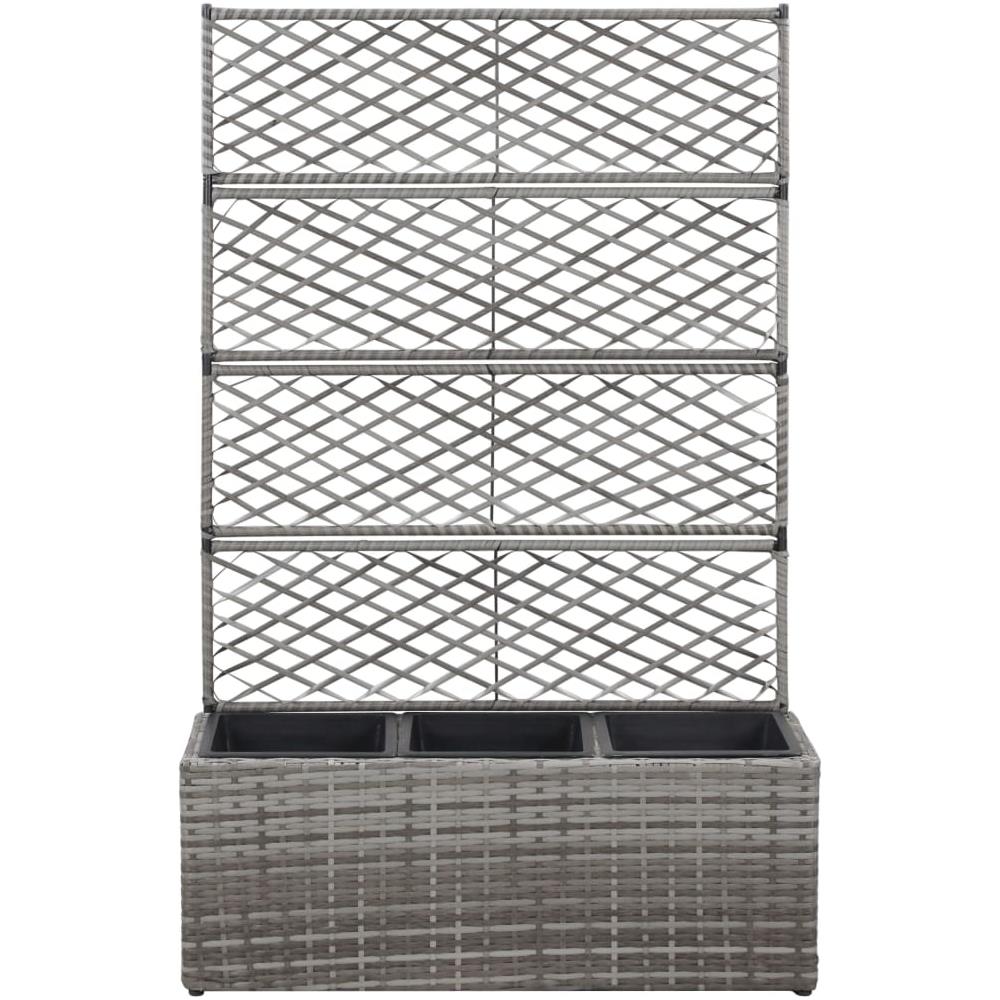 Letto Rialzato A Traliccio 3 Vasi 83x30x130cm Polyrattan Grigio - Foto 2