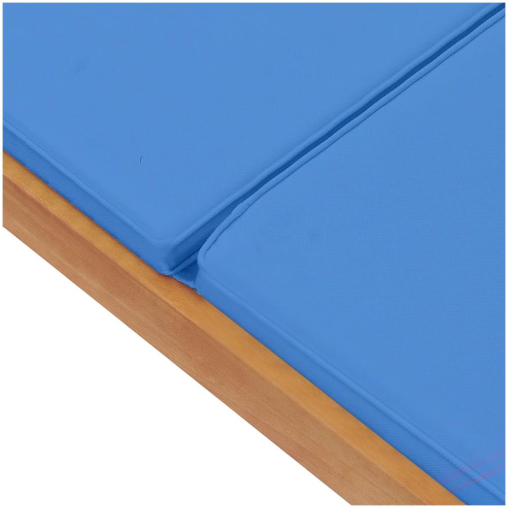 Lettino Prendisole con Cuscino in Massello di Teak Blu - Foto 8