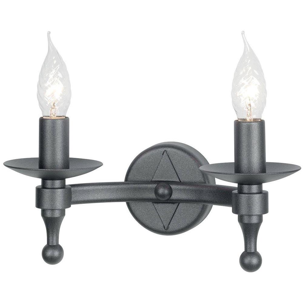 Lampada Da Parete A Candela Per Interni A 2 Luci Nero Grafite, E14 - Foto 1