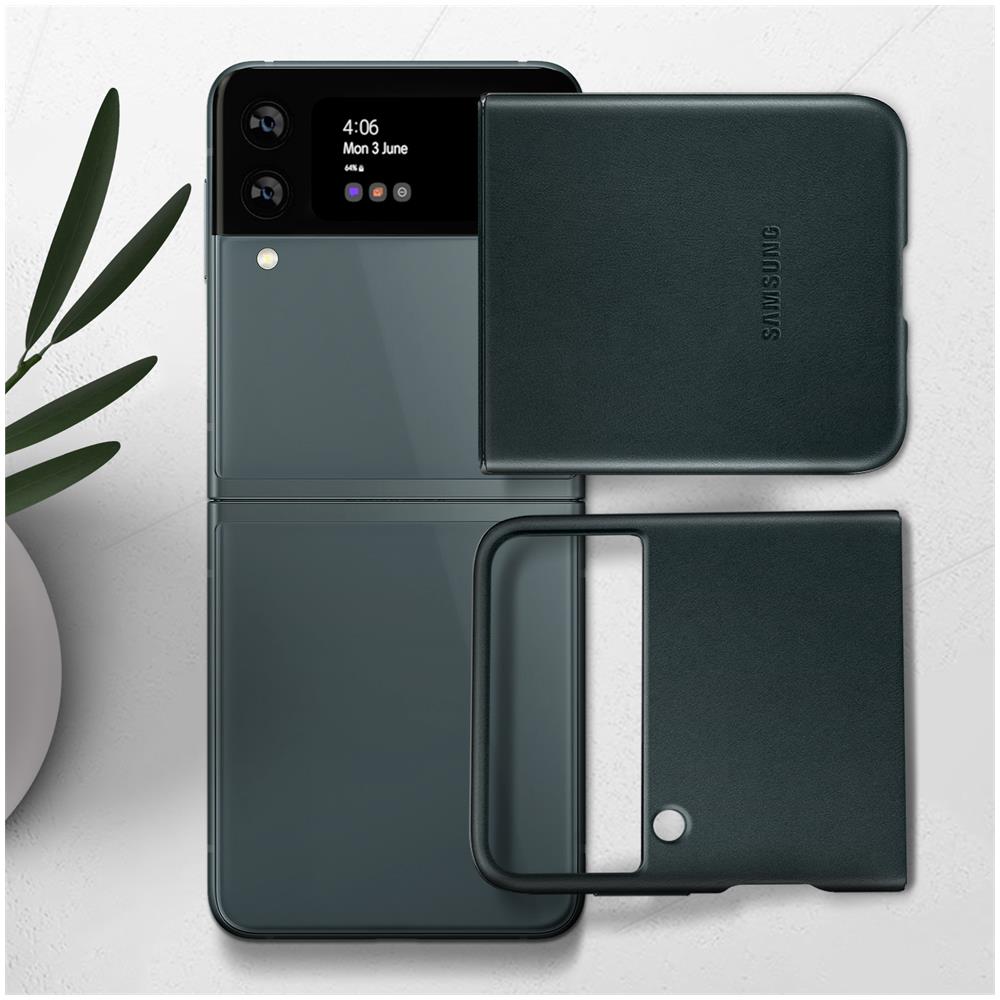 Custodia Leather Cover Ef-vf711lgegww Per Galaxy Z Flip 3 2021 Sm-f711 Verde - Foto 4