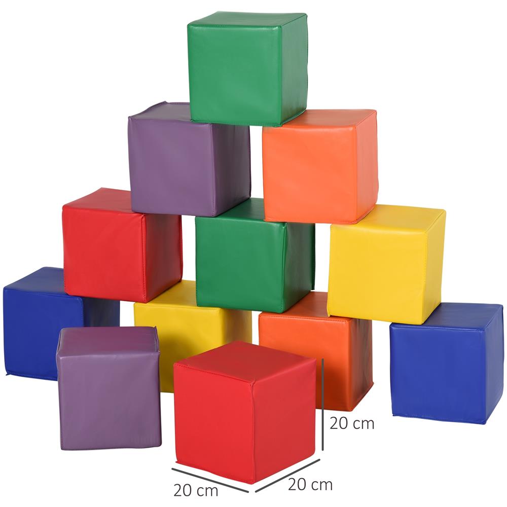Set 12 Cubi Morbidi, Gioco Per Bambini Educativo Da 2 Anni In Su, 20x20x20cm, Multicolore - Foto 2