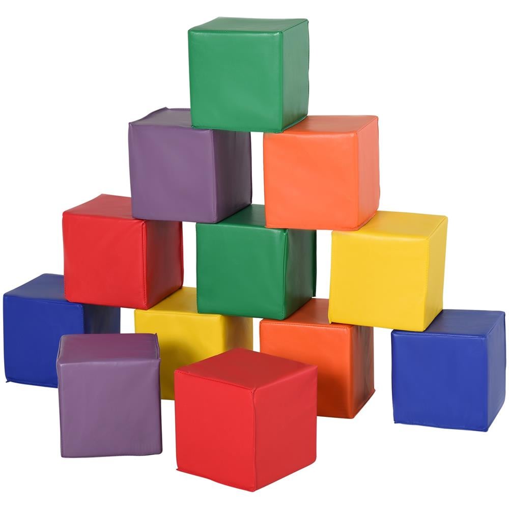 Set 12 Cubi Morbidi, Gioco Per Bambini Educativo Da 2 Anni In Su, 20x20x20cm, Multicolore - Foto 1