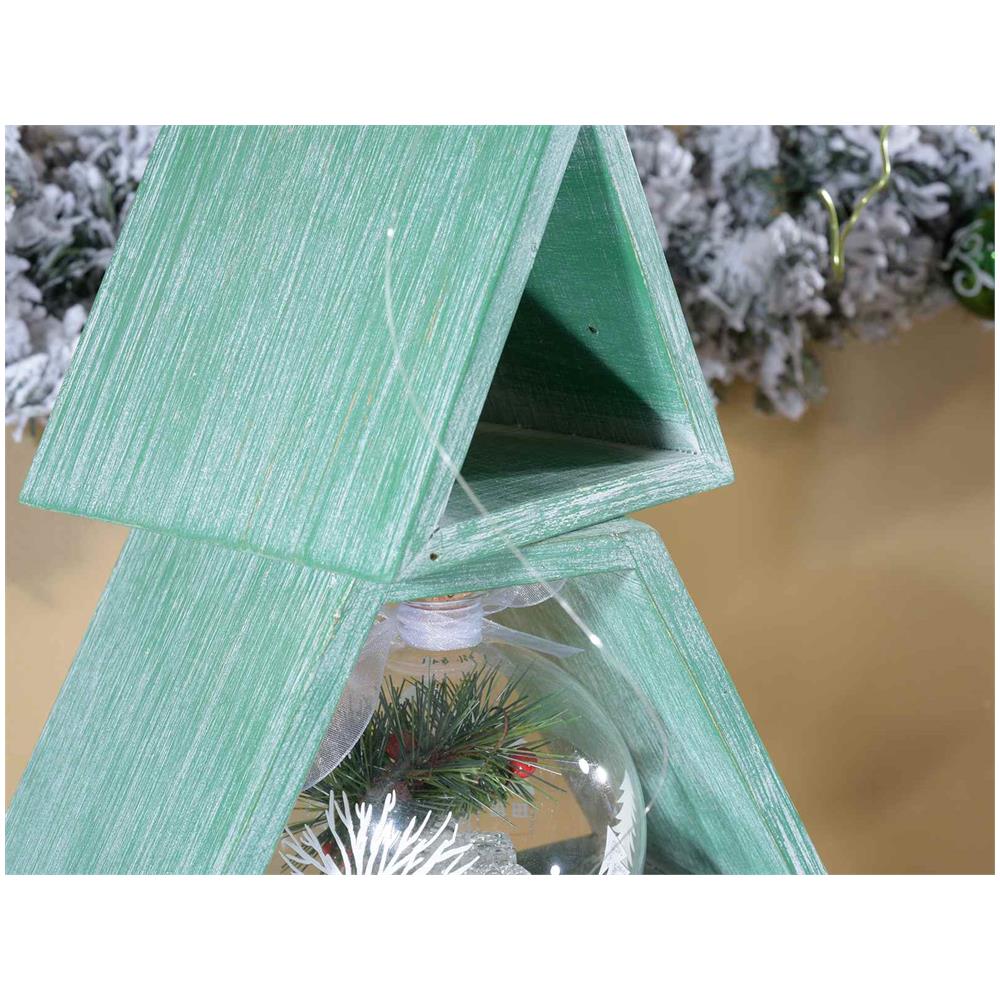 Albero Di Natale In Legno Con 5 Mensole Colore Verde Albero Di Natale Per La Casa Espositore Natalizio Per Vetrine E Negozi - Foto 2