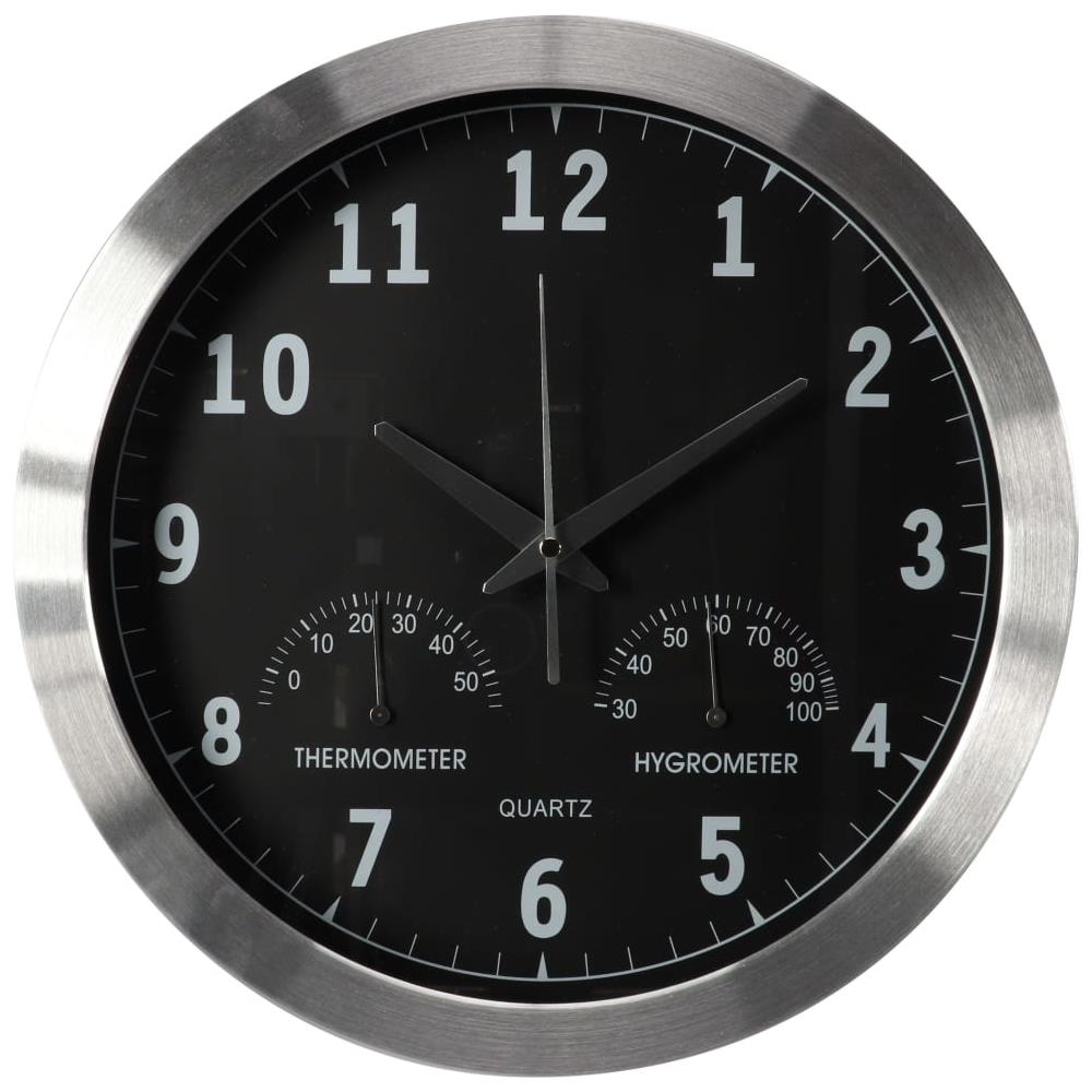 Orologio da Parete 35,5 cm Nero e Argento - Foto 1