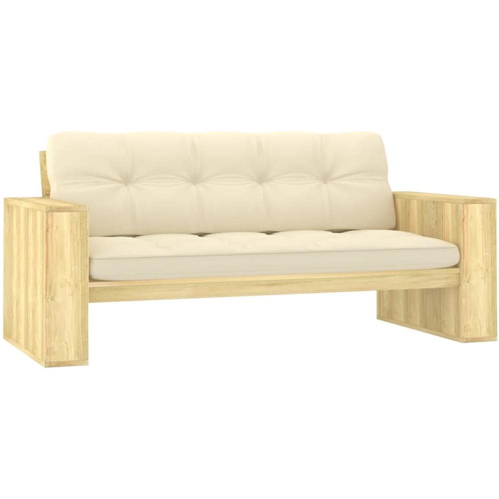 Panca da Giardino e Cuscini Crema 179cm Legno Pino Impregnato - Foto 1