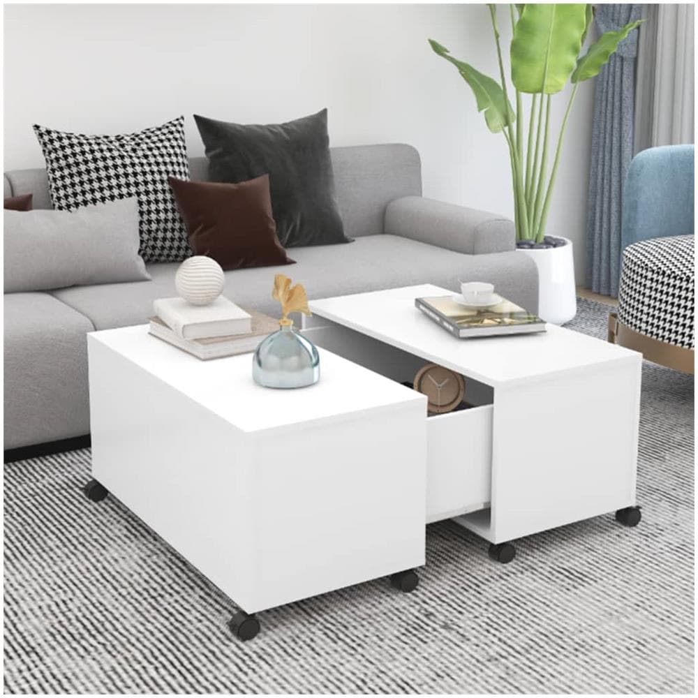 Tavolino da Salotto Bianco 75x75x38 cm in Legno Multistrato - Foto 1