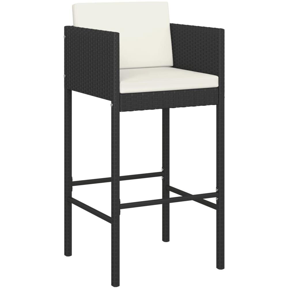 Set Bar Da Giardino 5 Pz Con Cuscini Polyrattan Nero - Foto 3