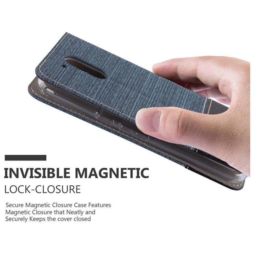 Custodia Compatibile Con Motorola Moto G4 Plus In Blu Scuro Nero - Coperchio Protettiva Con Chiusura Magnetica, Funzione Stand E Tasca Per Le Carte - Foto 7