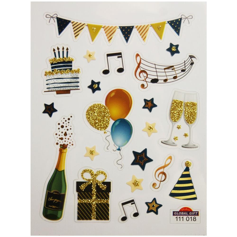 Adesivi - Festa Di Compleanno - Glitter - 1,8 Cm - Foto 1