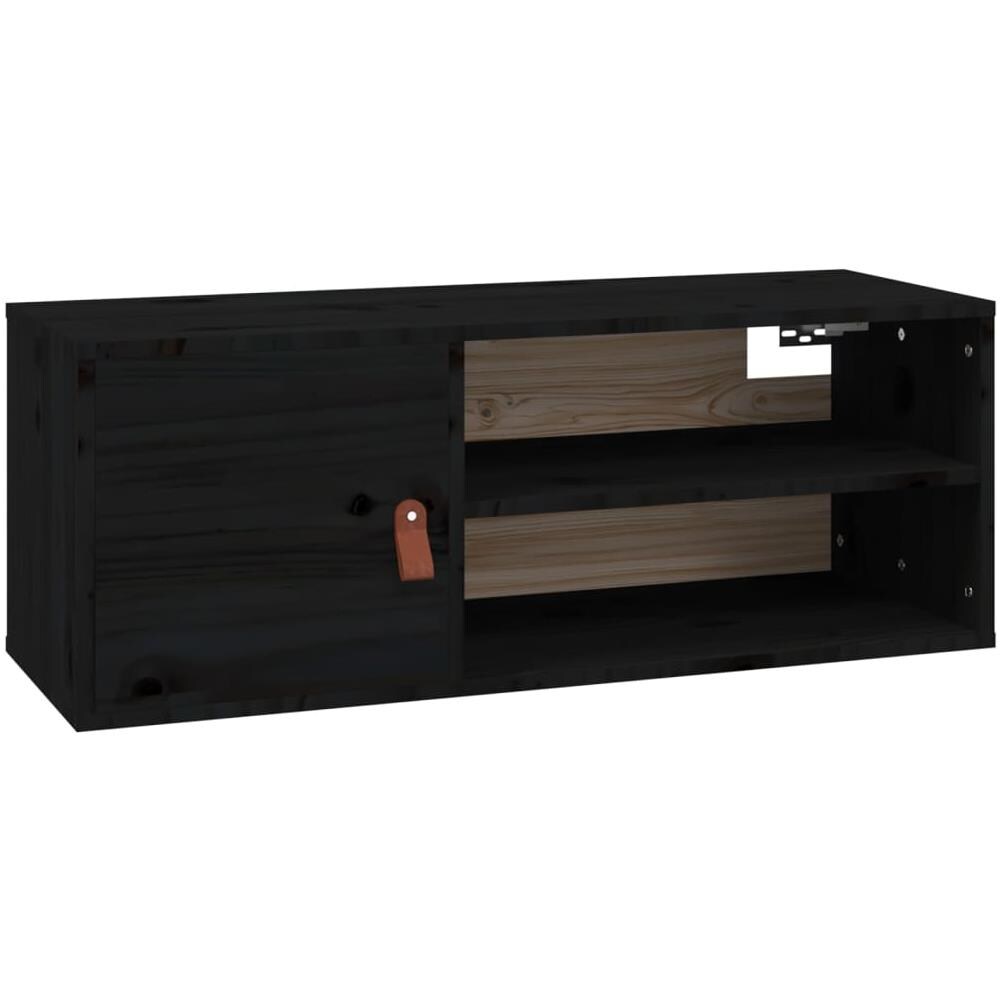 Pensile Nero 80x30x30 Cm In Legno Massello Di Pino - Foto 2