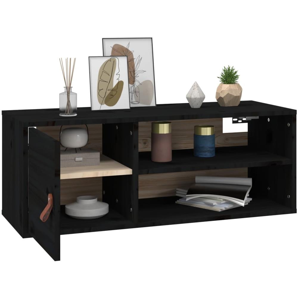 Pensile Nero 80x30x30 Cm In Legno Massello Di Pino - Foto 3