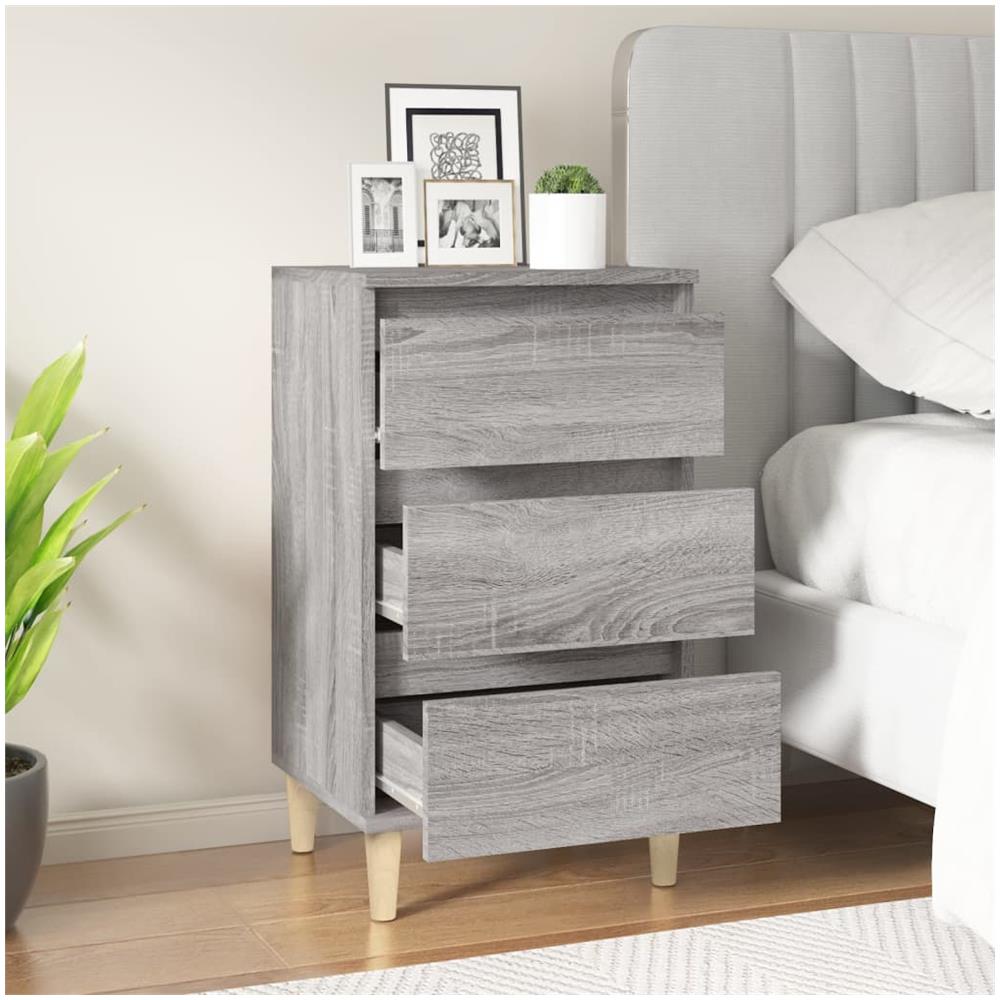 Comodino Grigio Sonoma 40x35x70 Cm In Legno Multistrato - Foto 3