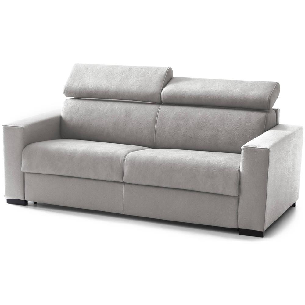 Divano Letto Agrippina, Divano A 2 Posti Large, 100% Made In Italy, Sofà Soggiorno Con Apertura Girevole, Con Poggiatesta Regolabili E Braccioli Standard, Cm 200x95h85, Grigio - Foto 2