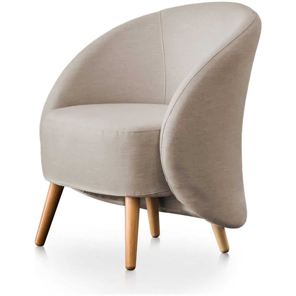 Poltrona Annarella, Poltrona Di Design Da Salotto, 100% Made In Italy, Poltroncina Relax In Tessuto Imbottito, Cm 70x60h80, Tortora - Foto 2