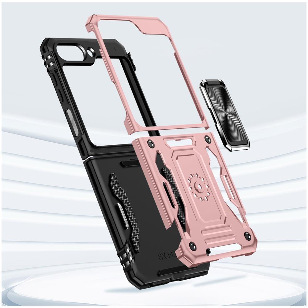 Cover Anello Per Samsung Galaxy Z Flip5 Anti-urto Serie Armoring Bump Rosa - Foto 5