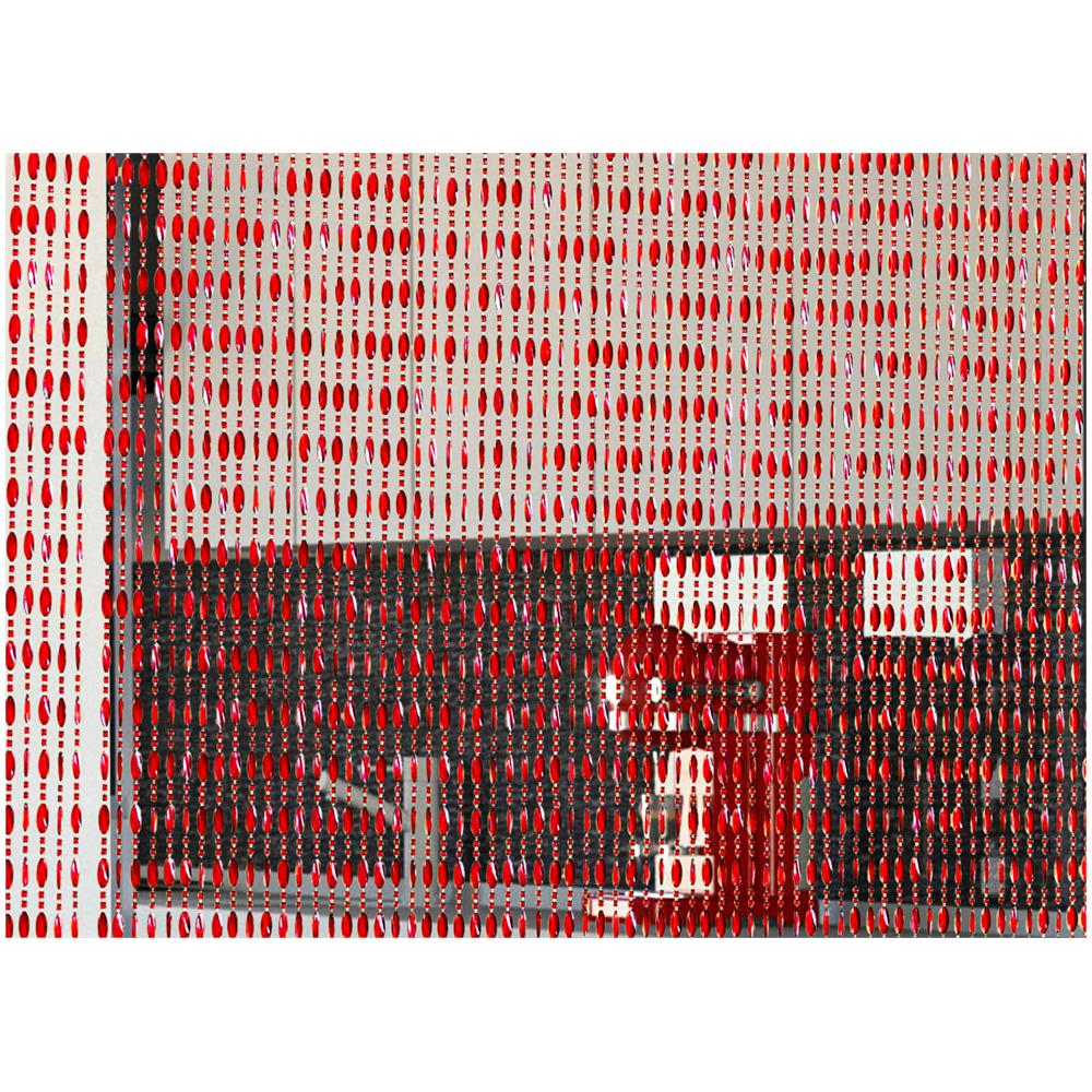 Tenda Antimosca Antirumore Catenella Perline A Caduta Pannello Porta Finestra Casa Rosso 100x200 Rosso - Foto 2