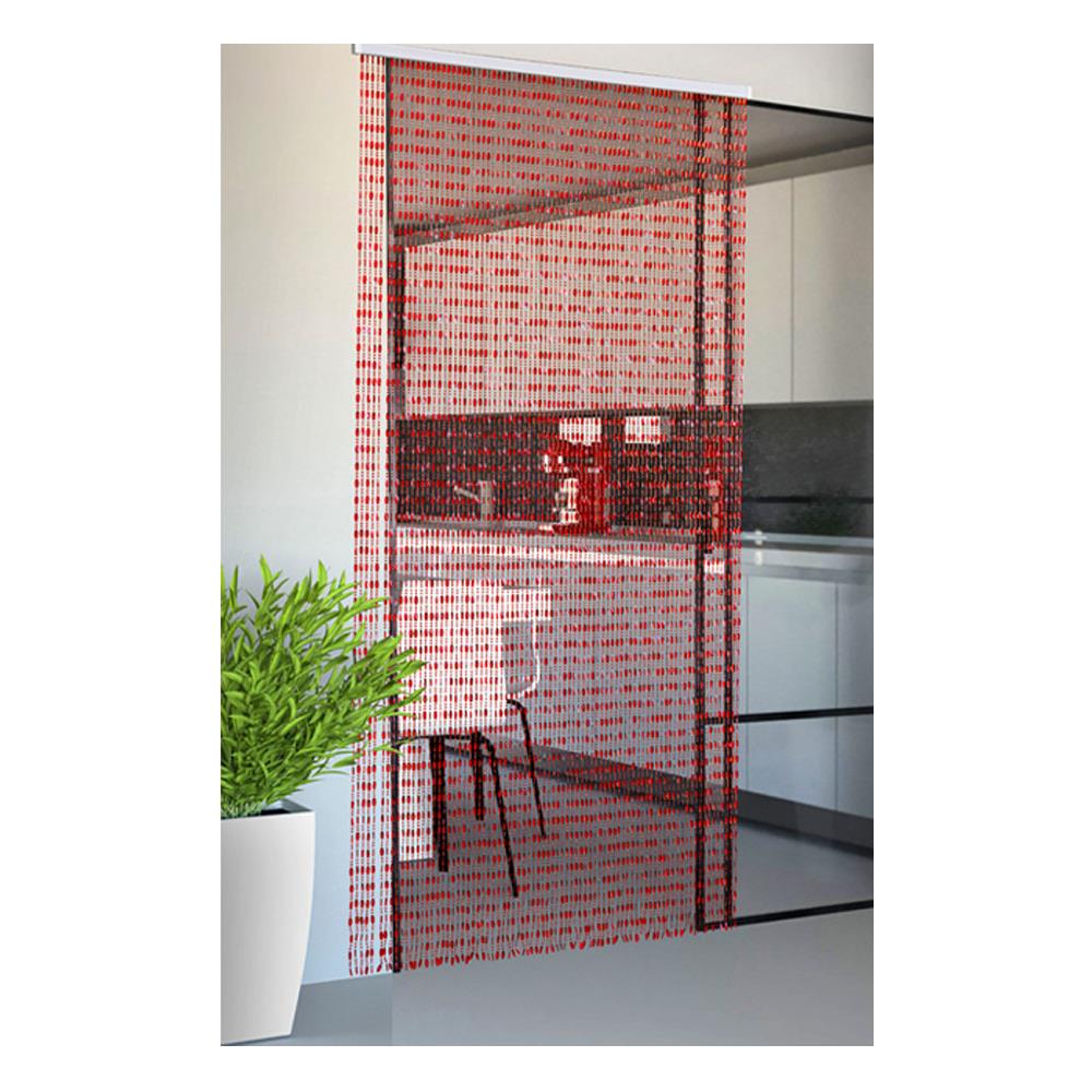Tenda Antimosca Antirumore Catenella Perline A Caduta Pannello Porta Finestra Casa Rosso 100x200 Rosso - Foto 1