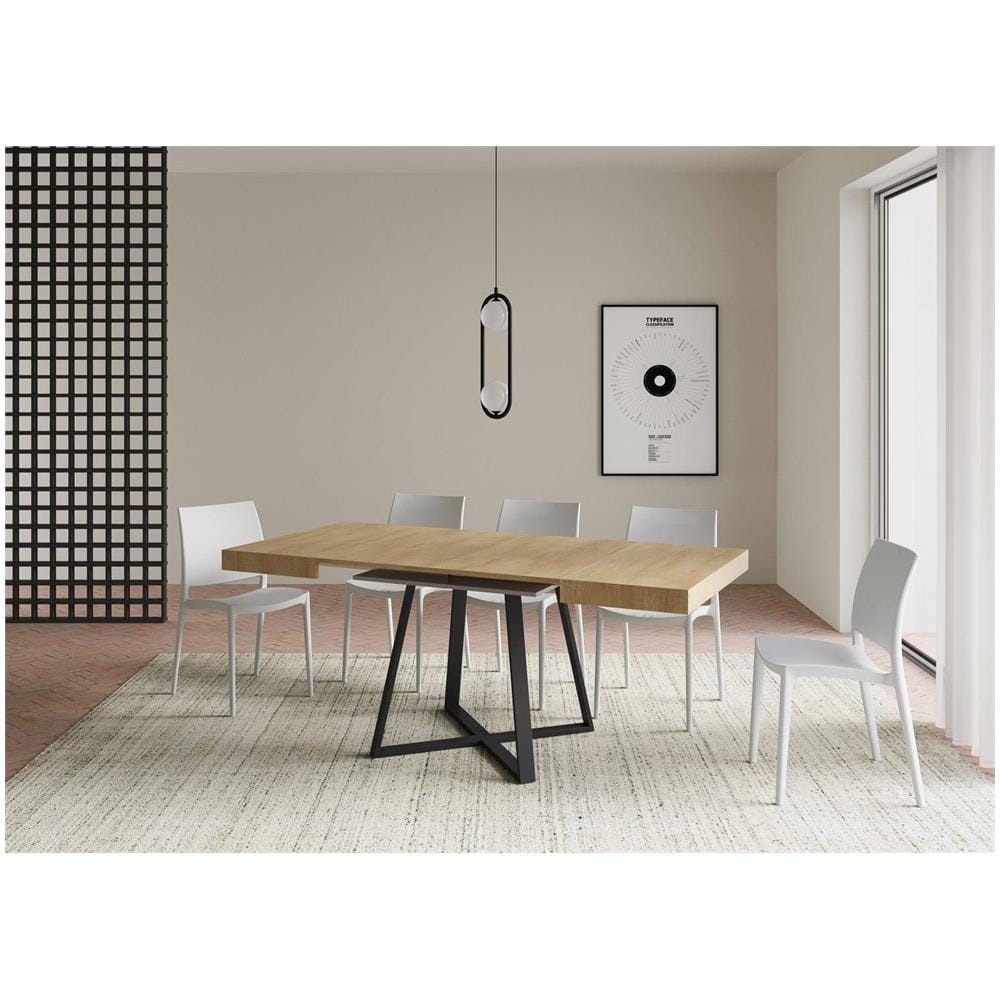 Tavolo allungabile 90x90/194 cm Abbraccio quercia natura gambe antracite - Foto 3
