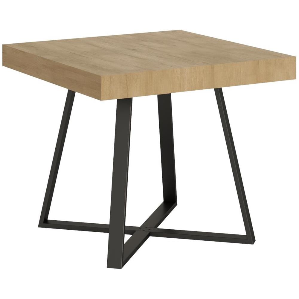 Itamoby Tavolo Allungabile Clerk 90x90 A 194 Cm - Piano In Rovere Natura E Gambe Antracite - Design Moderno E Salvaspazio