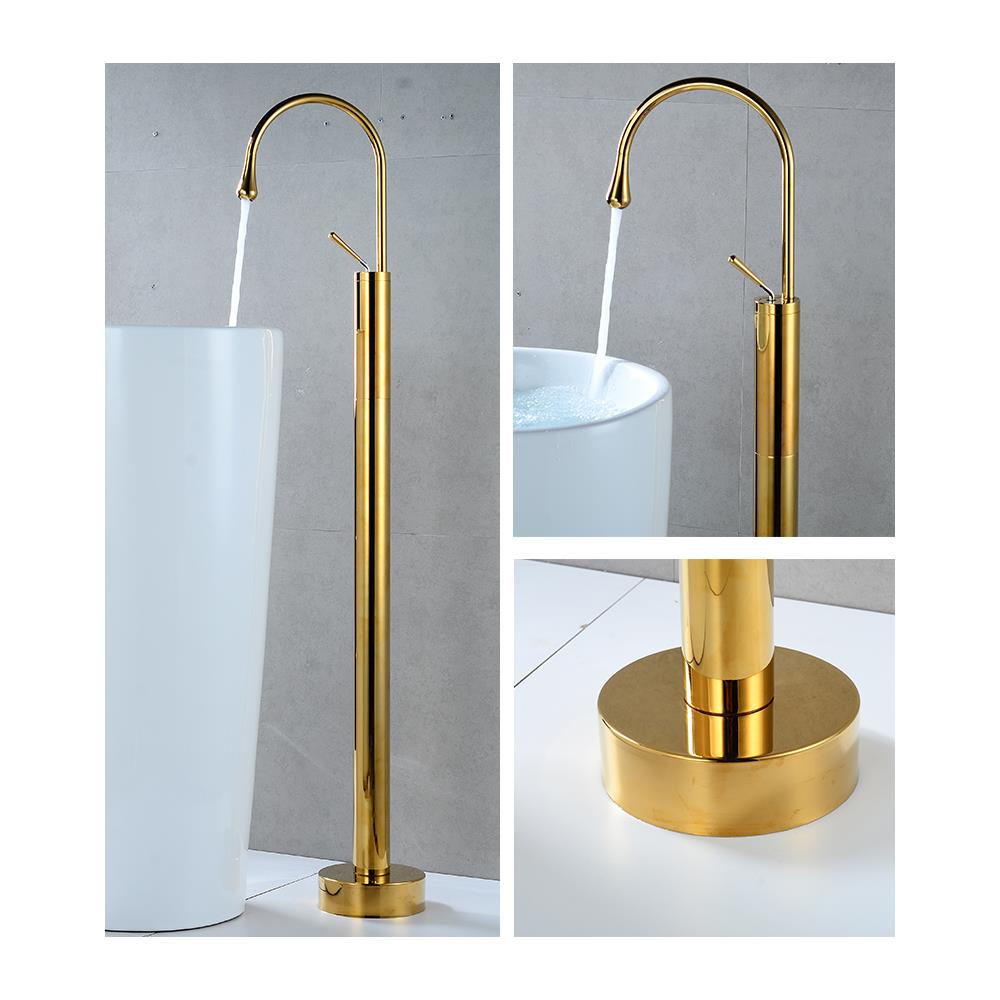Rubinetto per vasca da bagno indipendente, Blackswan, tipo M65, modello oro lucido, misura 120 cm - Foto 4