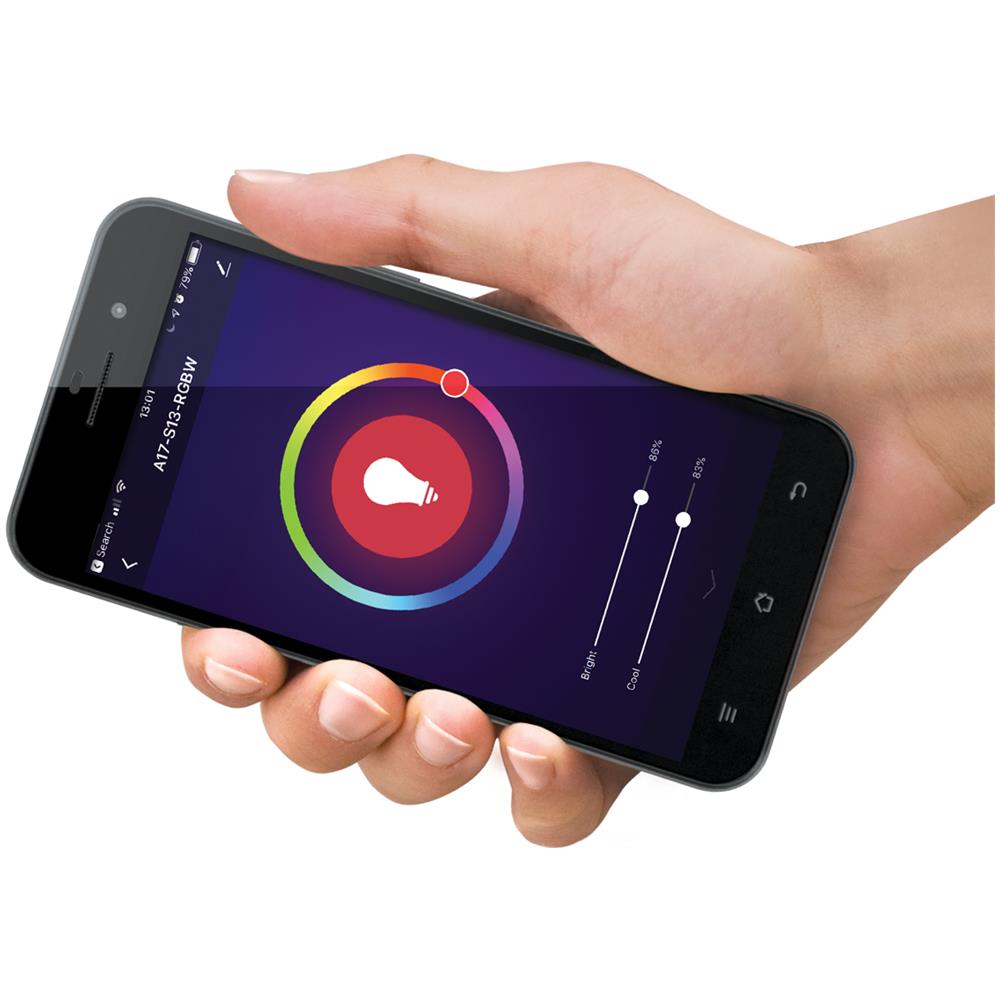 LAMPADA SMART BULK Wi-Fi 13W RGB (E27) ATLANTIS A17-SB13-RGBW colorata- controll. tramite App gratuita - Foto 2