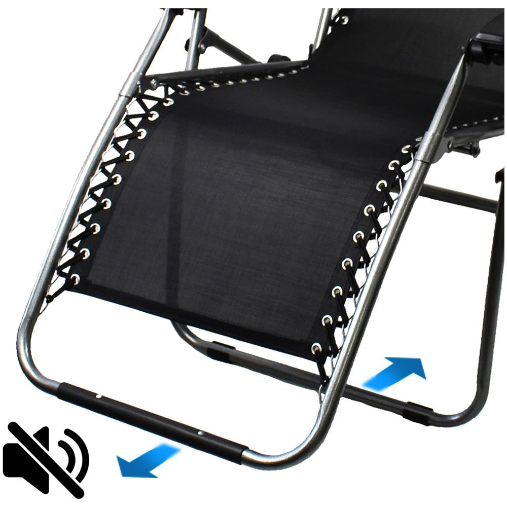 Sdraio Per Giardino Sedia Pieghevole A Gravit? ? Zero 165 X 112 X 65 Cm Nero Textilene Con Cuscino Carico Massimo: 100 Kg - Foto 6