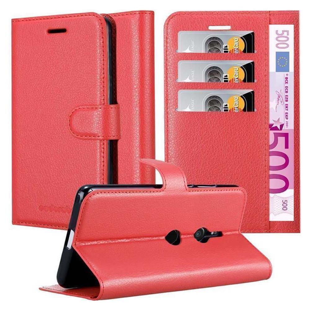 Custodia Compatibile Con Sony Xperia Xz3 In Rosso Carminio - Coperchio Protettiva Con Chiusura Magnetica, Funzione Stand E Tasca Per Le Carte - Foto 1