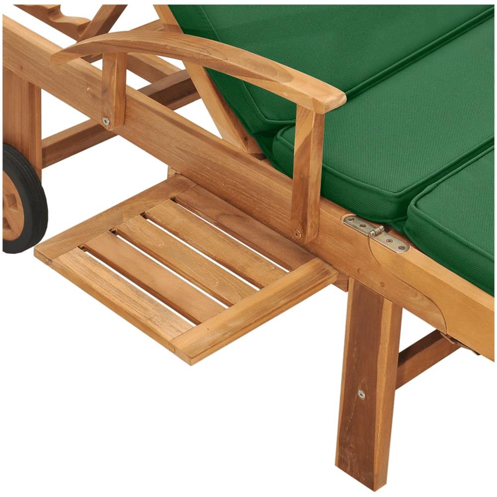 Lettino Prendisole con Cuscino in Massello di Teak Verde - Foto 2