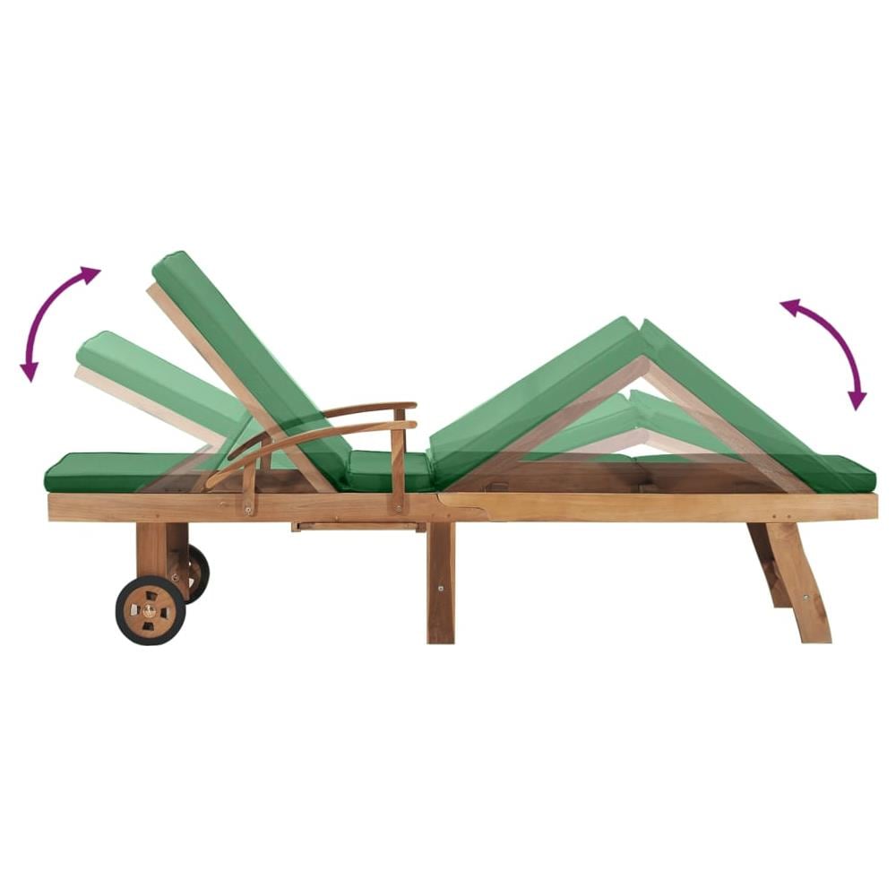 Lettino Prendisole con Cuscino in Massello di Teak Verde - Foto 8