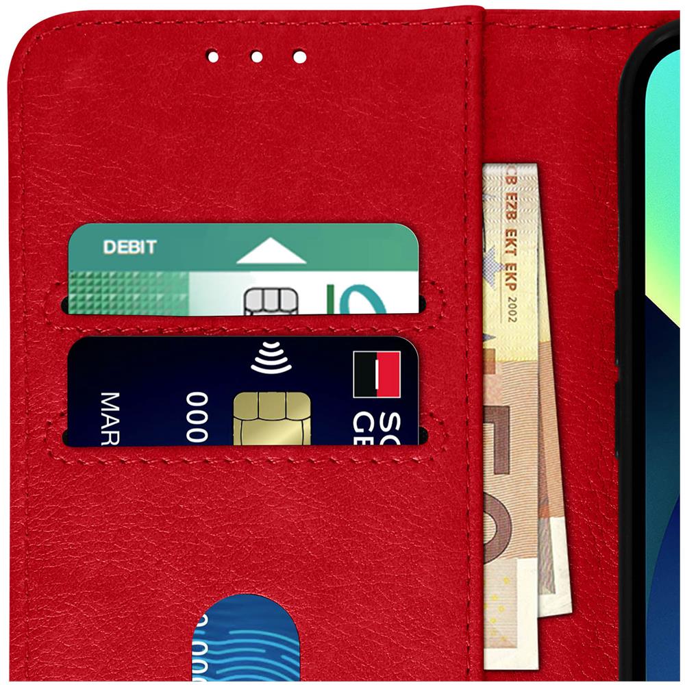 Custodia Per Iphone 13 Mini Con Portacarte E Funzione Supporto Rossa - Foto 5