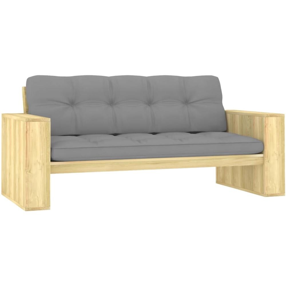 Panca da Giardino e Cuscini Grigi 179cm Legno Pino Impregnato - Foto 1