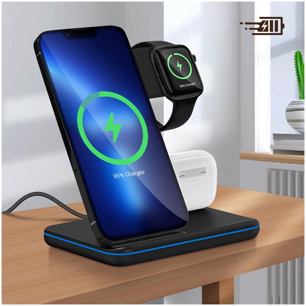 Docking Station Qi Per Iphone, Apple Watch, Airpods Design Verticale Nera - Foto 5