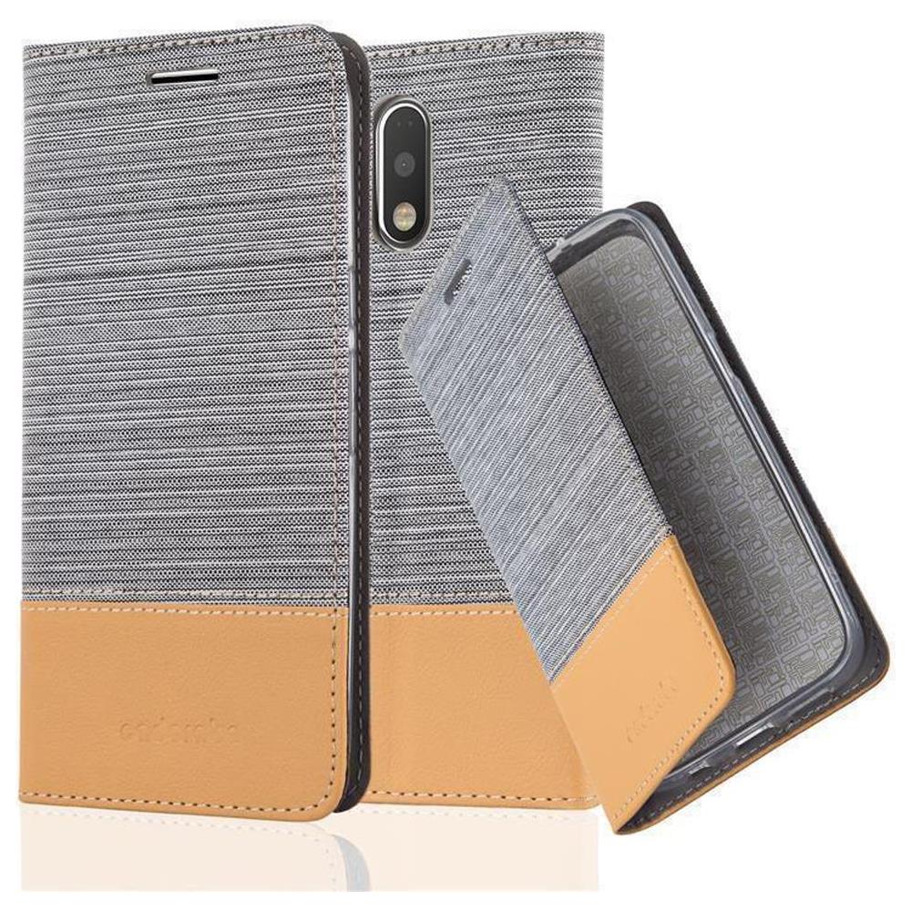 Custodia Compatibile Con Motorola Moto G4 Plus In Grigio Chiaro Marrone - Coperchio Protettiva Con Chiusura Magnetica, Funzione Stand E Tasca Per Le Carte - Foto 1