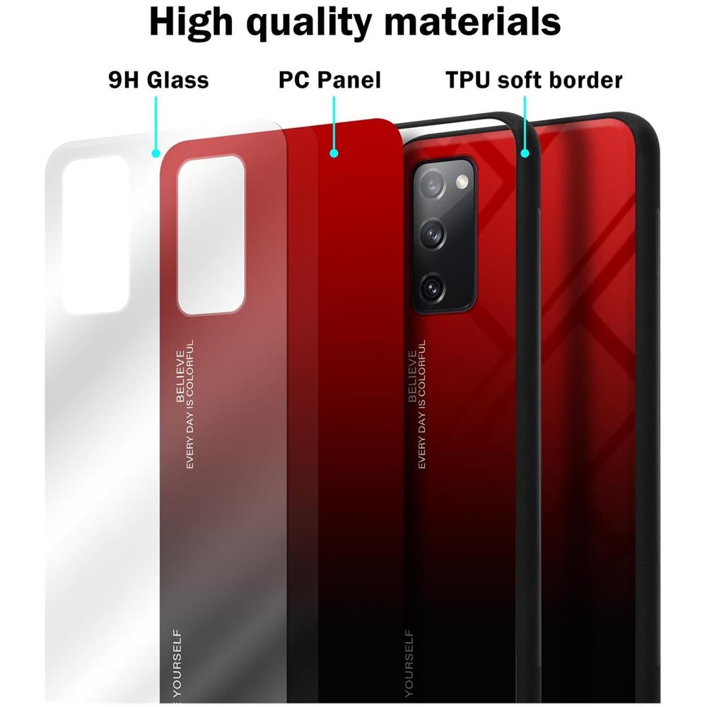 Custodia Compatibile Con Samsung Galaxy S20 Fe In Rosso - Nero - Coperchio Protettivo Bicolore In Vetro Temperato E Silicone Tpu - Foto 7