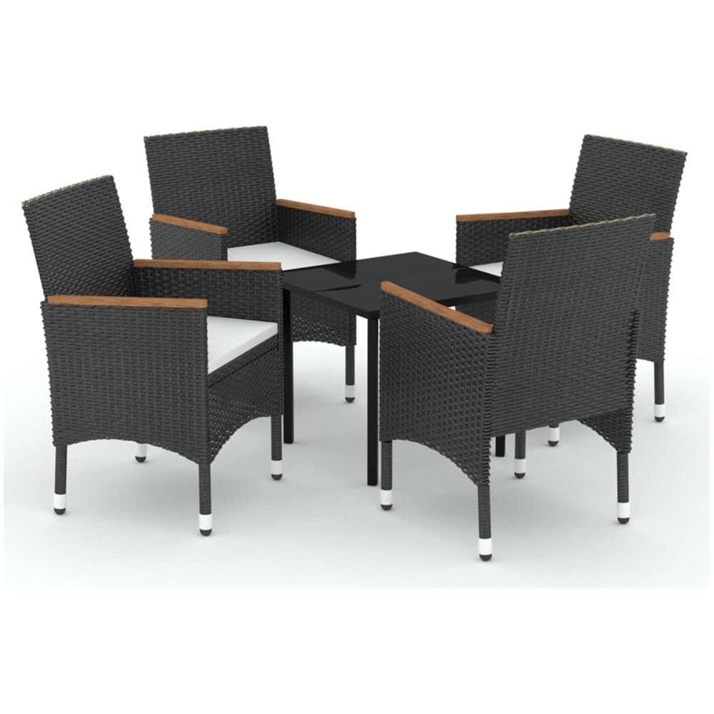 Set Mobili Da Pranzo Per Giardino 5 Pz Con Cuscini Nero - Foto 2