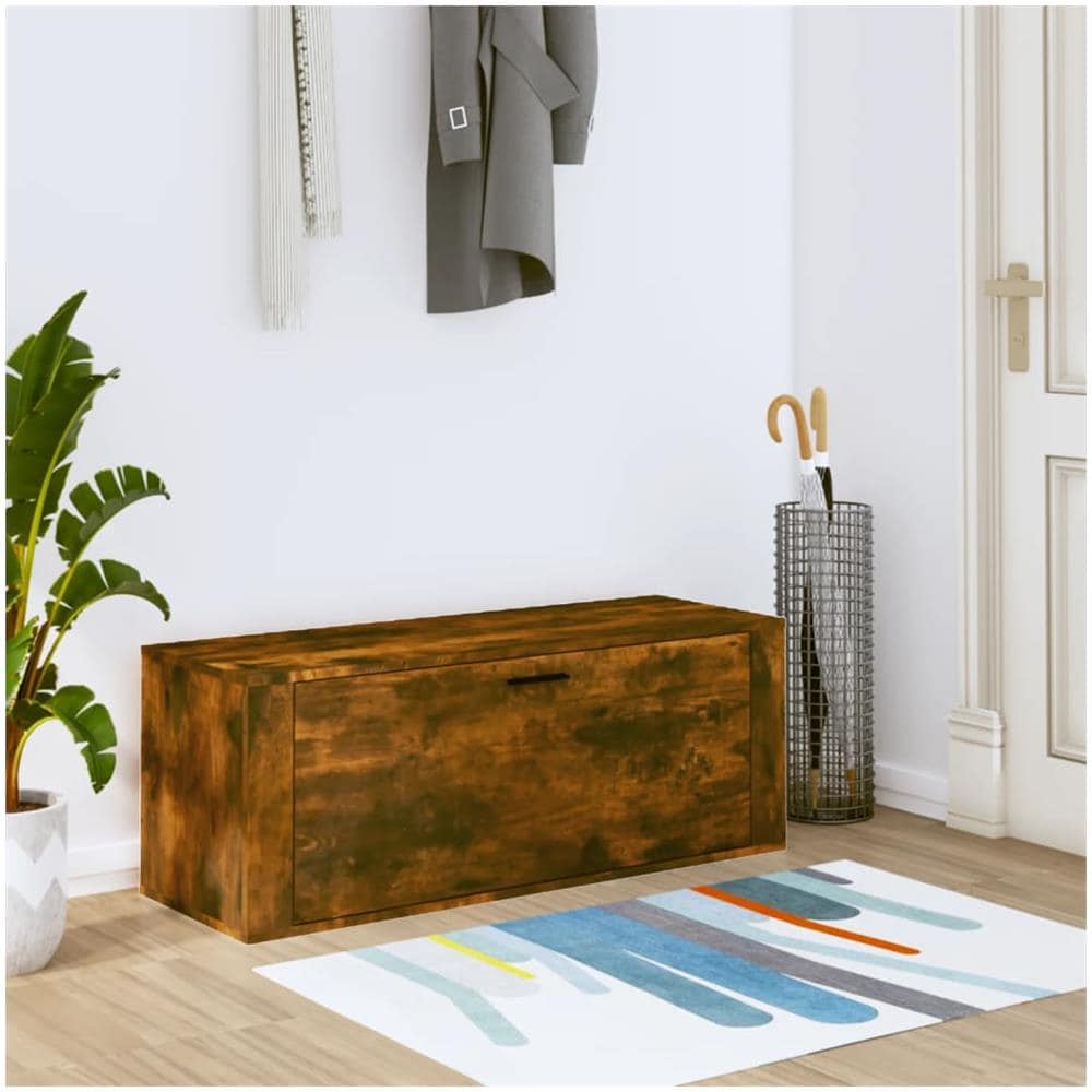 Scarpiera A Muro Rovere Fumo 100x35x38cm In Legno Multistrato - Foto 1