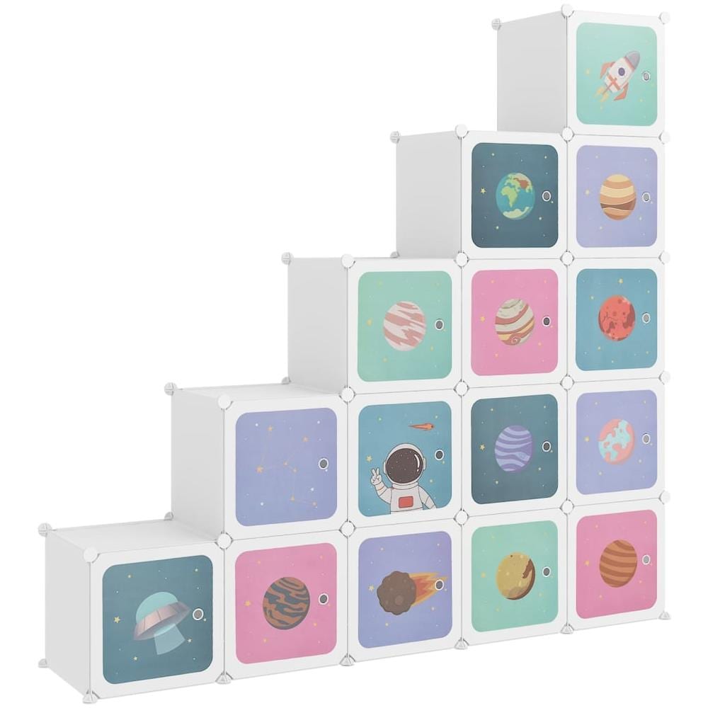 Scaffale Portaoggetti Per Bambini Con 15 Cubi Bianchi In Pp - Foto 2