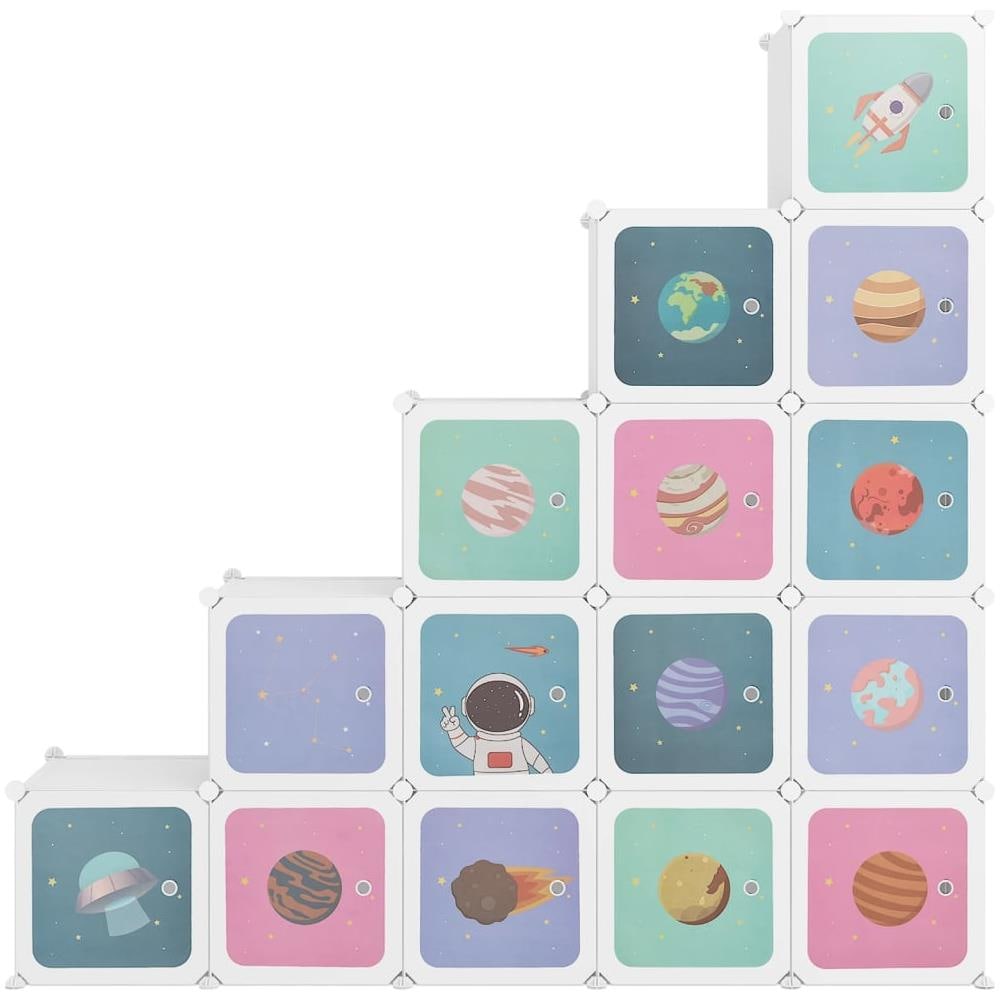 Scaffale Portaoggetti Per Bambini Con 15 Cubi Bianchi In Pp - Foto 4