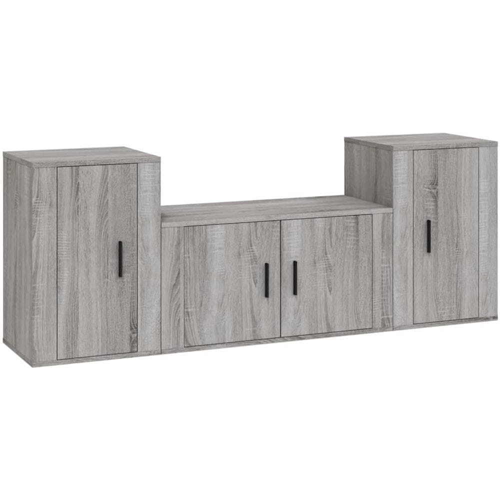 Set Mobili Porta Tv 3 Pz Grigio Sonoma In Legno Multistrato - Foto 2