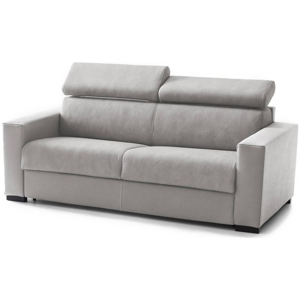 Divano Letto Aida, Divano A 2 Posti Large, 100% Made In Italy, Sofà Soggiorno Con Apertura Girevole, Con Poggiatesta Regolabili E Braccioli Slim, Cm 180x95h85, Grigio - Foto 2