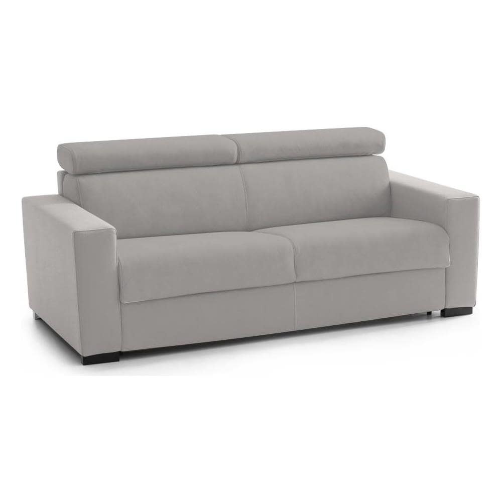 Divano Letto Aida, Divano A 2 Posti Large, 100% Made In Italy, Sofà Soggiorno Con Apertura Girevole, Con Poggiatesta Regolabili E Braccioli Slim, Cm 180x95h85, Grigio - Foto 4