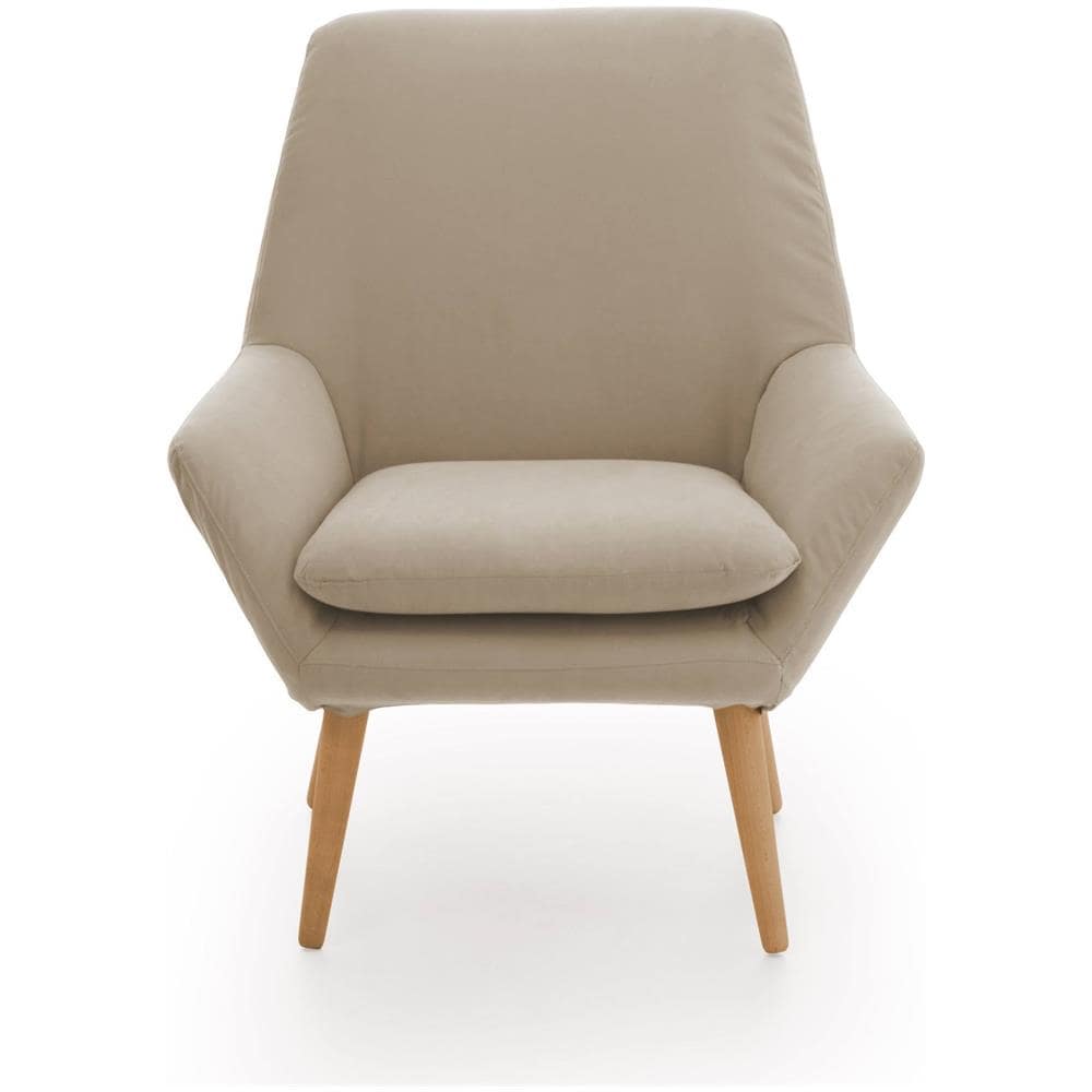 Poltrona Annarita, Poltrona Di Design Da Salotto, 100% Made In Italy, Poltroncina Relax In Tessuto Imbottito, Cm 80x70h95, Beige - Foto 4