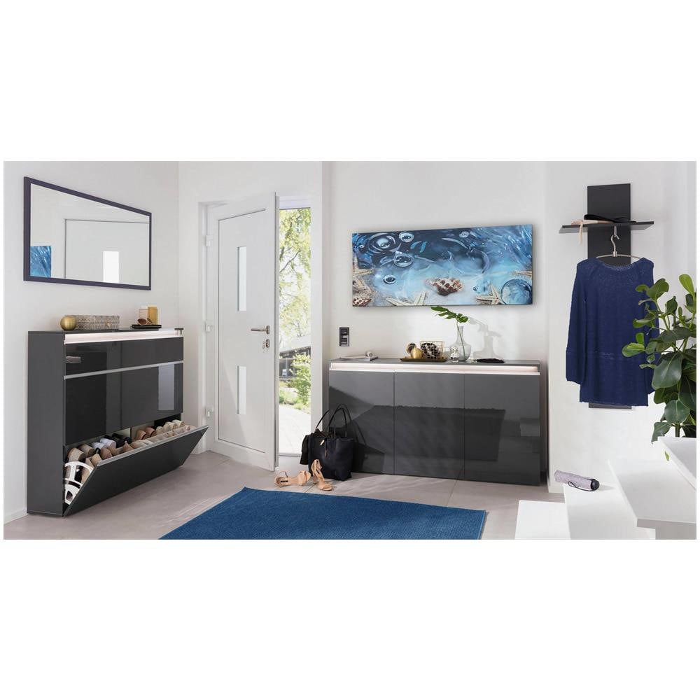 Mobile Da Ingresso Omer, Entratina Moderna Multifunzione, Armadietto Multiuso Per Atrio, 100% Made In Italy, Cm 50x27h140, Antracite Lucido - Foto 4