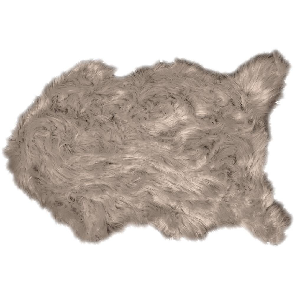 Tappeto Peloso In Pelliccia Ecologica Sagomato Modello Stoccolma Varie Misure 130x150cm Tortora - Foto 1