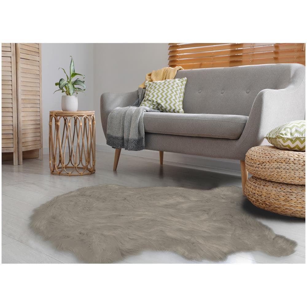 Tappeto Peloso In Pelliccia Ecologica Sagomato Modello Stoccolma Varie Misure 130x150cm Tortora - Foto 2