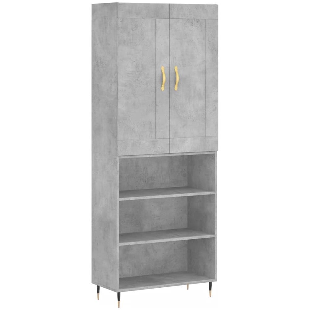 Credenza Grigio Cemento 69,5x34x180 Cm In Legno Multistrato - Foto 2