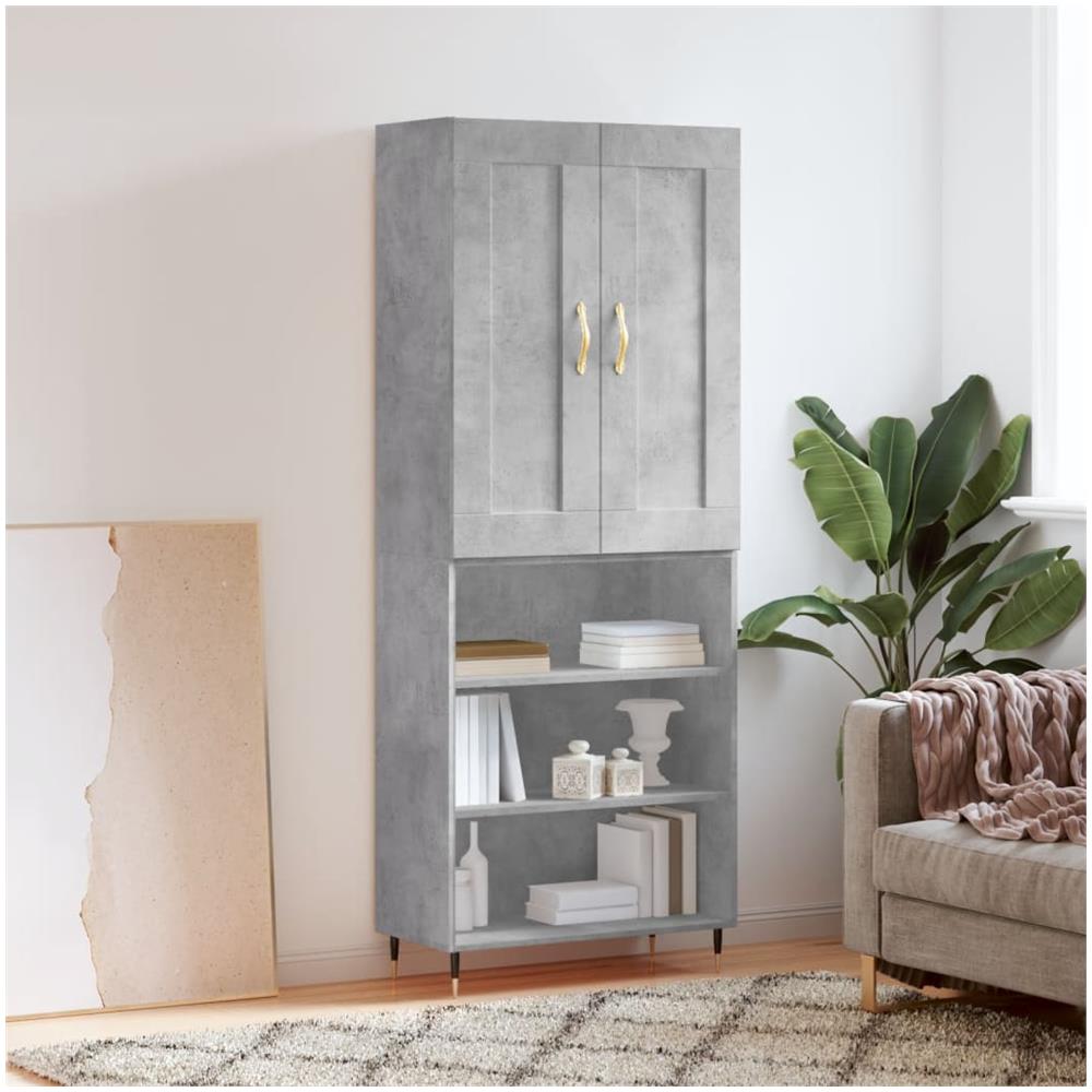 Credenza Grigio Cemento 69,5x34x180 Cm In Legno Multistrato - Foto 1