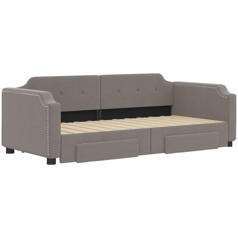 Divano Letto Estraibile Con Cassetti Tortora 100x200 Cm Tessuto - Foto 2