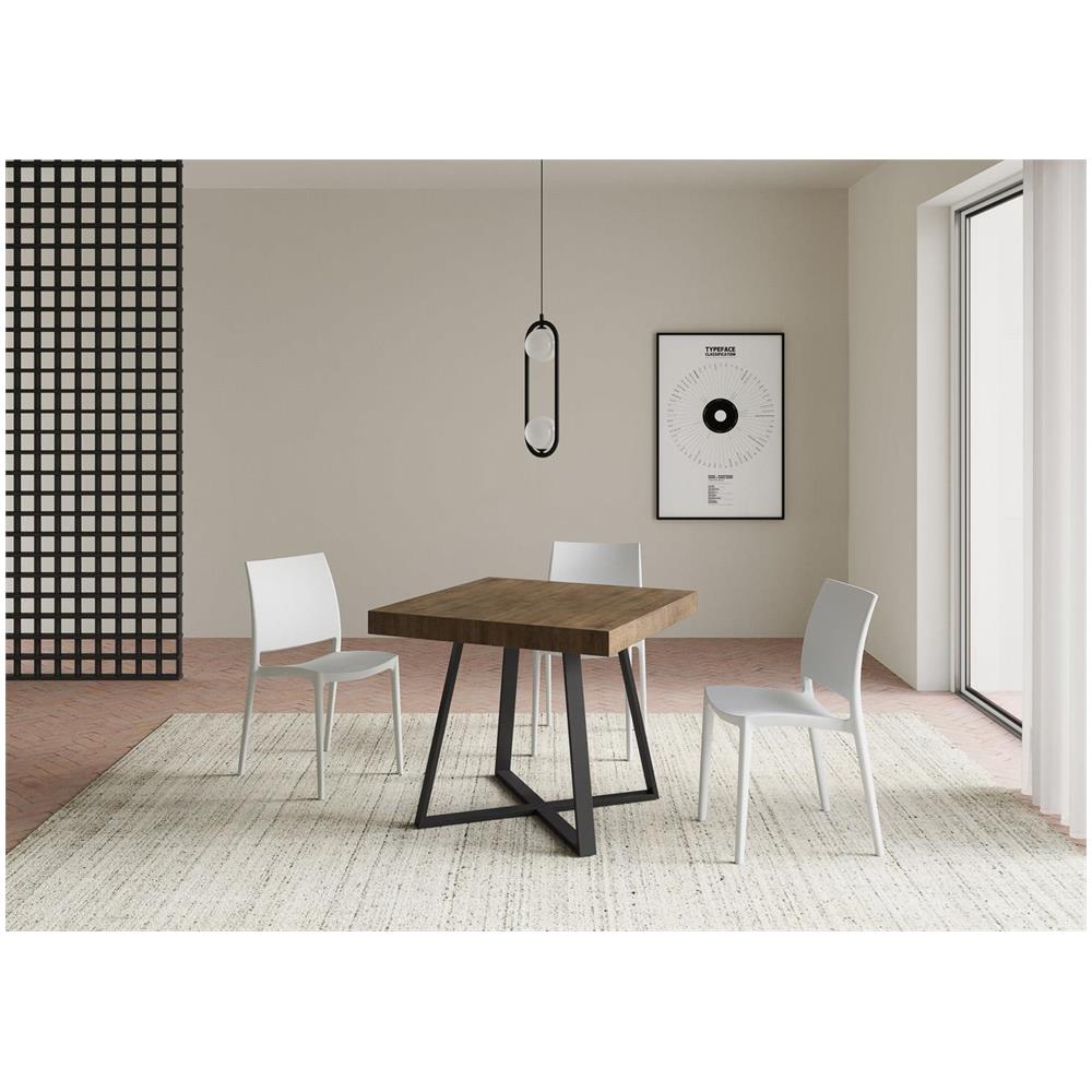 Tavolo allungabile 90x90/194 cm Abbraccio noce gambe antracite - Foto 2